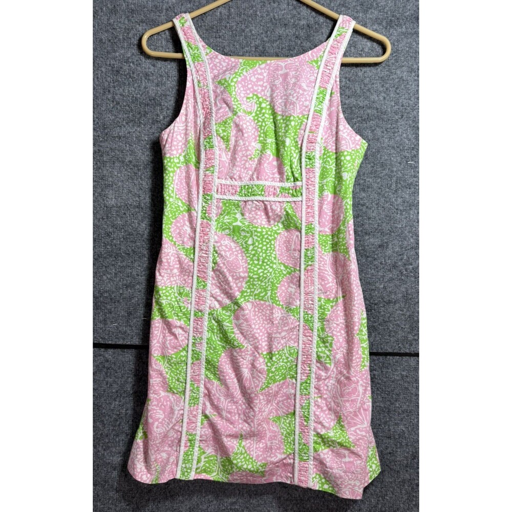 Lilly Pulitzer Dress Womens Size 0 Pink Green Floral Shift Dress Resort Preppy